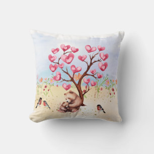 Mummy and Baby Bear Valentine's Tree Cushion