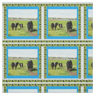 Mummy And Baby Belted Galloway Cows, Fabric