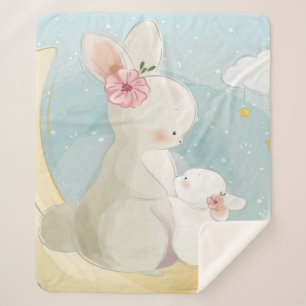 Mummy And Baby Bunny   Gift For Kids Sherpa Blanket