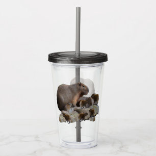 Mummy And Baby Capybaras, Acrylic Tumbler