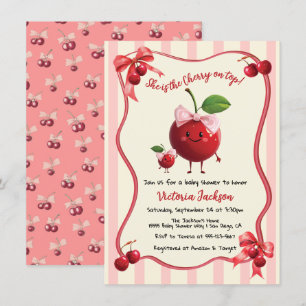 Mummy and Baby Cherry Baby Shower Invitation