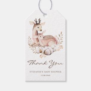 Mummy and Baby Deer Woodland Baby Shower Thank You Gift Tags