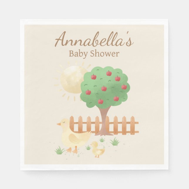 Mummy and Baby Duck Cute Baby Shower Napkin (Front)