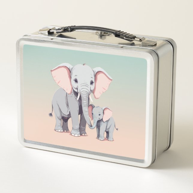 Mummy and baby elephant lunchbox (Back)