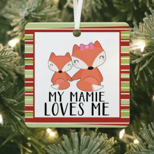 Mummy and baby FOX my Mamie loves me Metal Tree Decoration