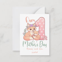 Mummy and Baby Fox Pink 1st Mothers Day
