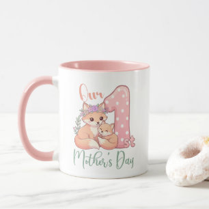 Mummy and Baby Fox Pink 1st Mothers Day Mug