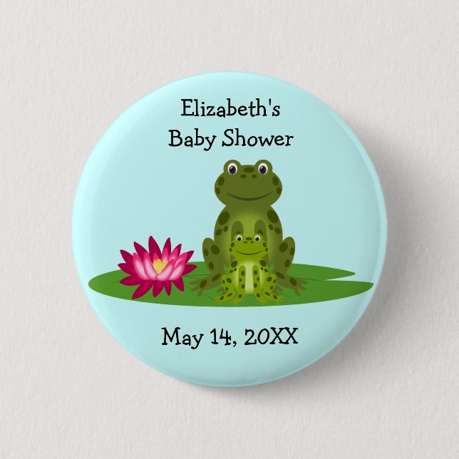 Mummy and Baby Frog Theme Baby Shower Favours 6 Cm Round Badge (Front)