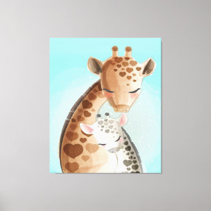 Mummy And Baby Giraffe   Gift For Baby Canvas Print