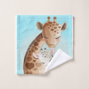 Mummy And Baby Giraffe Gift For Baby Wash Cloth