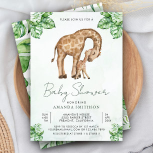 Mummy and Baby Giraffe Safari Baby Shower Invitation