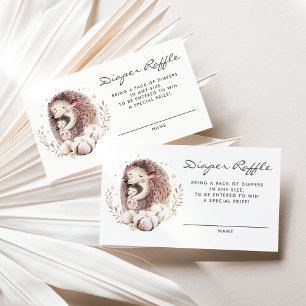 Mummy and Baby Hedgehog Woodland Diaper Raffle Business Card