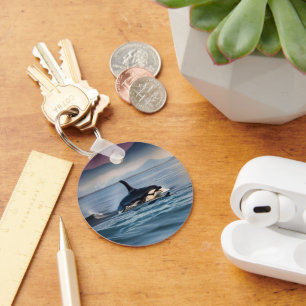 Mummy And Baby Orcas In The Ocean, Key Ring