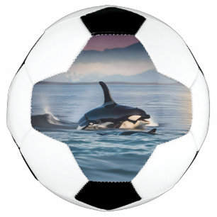 Mummy And Baby Orcas In The Ocean, Soccer Ball