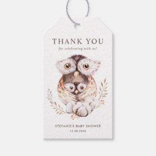 Mummy and Baby Owl Boho Baby Shower Thank You Gift Tags