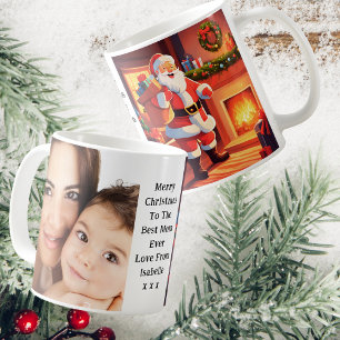 Mummy And Baby Photo Santa Delivering Presents Coffee Mug