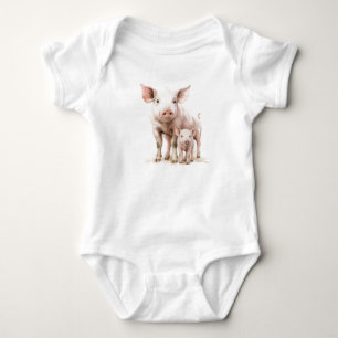 Mummy and Baby Pig Piglet, Baby Shower  Bodysuit