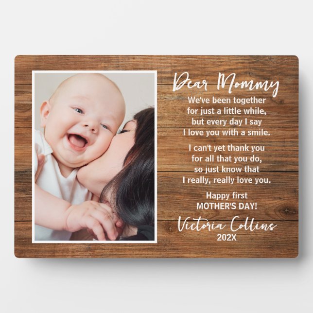  Mummy and Baby Poem Happy First Mother's Day Plaque (Front)