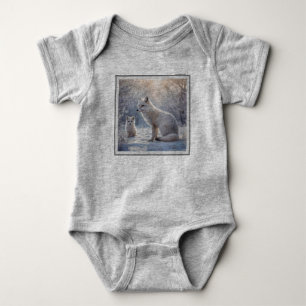 Mummy And Baby White Arctic Foxes, Bodysuit