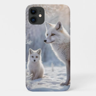 Mummy And Baby White Arctic Foxes, Case-Mate iPhone Case