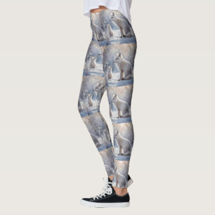 Mummy And Baby White Arctic Foxes, Leggings