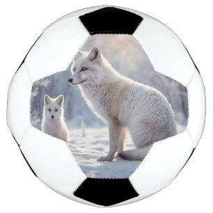 Mummy And Baby White Arctic Foxes, Soccer Ball