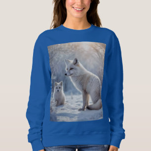 Mummy And Baby White Arctic Foxes, Sweatshirt