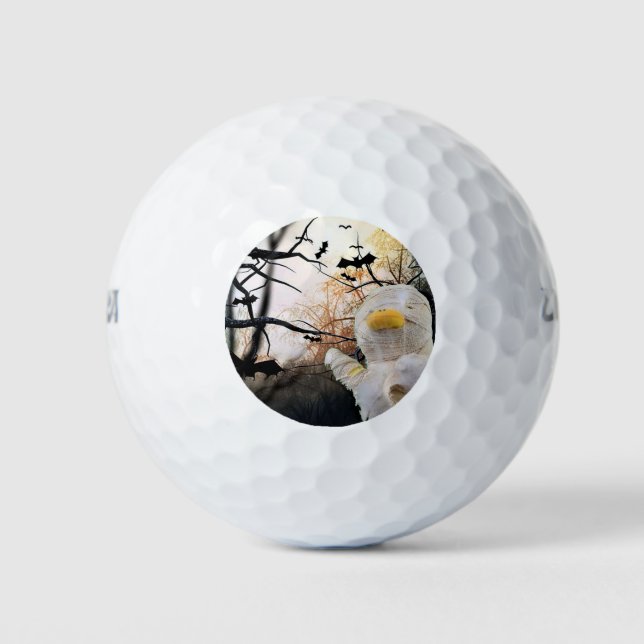 Mummy and Bats Halloween Golf Balls (Front)