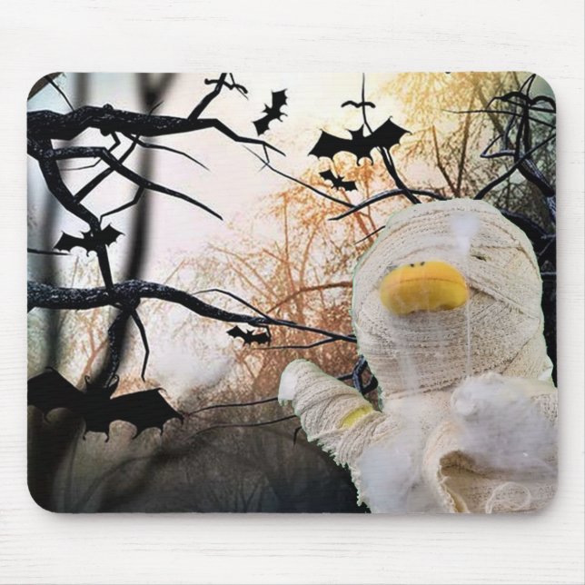 Mummy and Bats Halloween Mouse Pad (Front)
