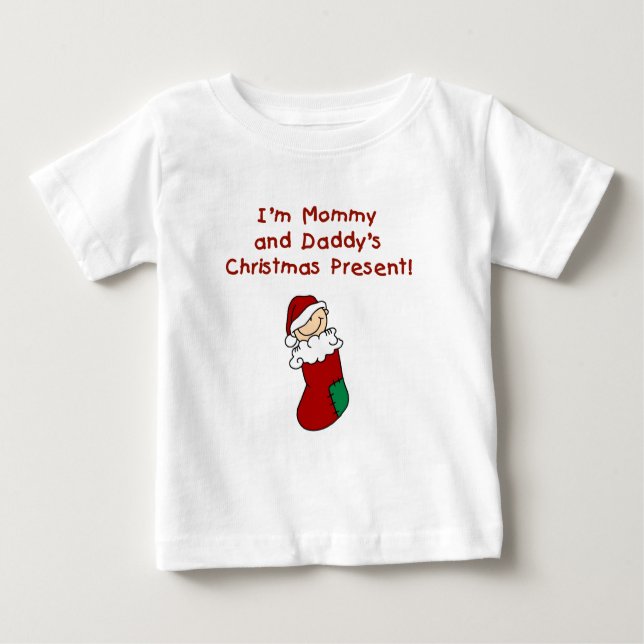 Mummy and Daddy's Christmas Present Baby T-Shirt (Front)