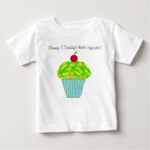 Mummy and Daddy's Little Cupcake Green Yellow Baby T-Shirt
