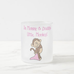 Mummy and Daddy's Monkey - Pink Tshirts and Gifts Frosted Glass Coffee Mug
