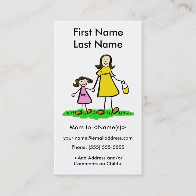 Mummy and Daughter Custom Calling Playdate Cards (Front)