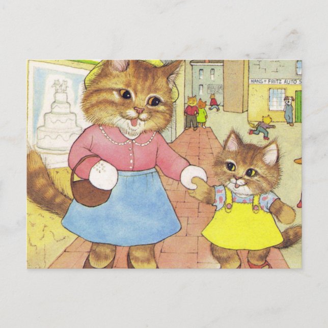 Mummy and Daughter Kitty Postcard (Front)
