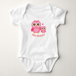 Mummy and Me, Cute Baby Owl, Pink Bodysuit