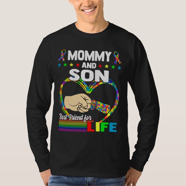 Mummy And Son Autism Support Love Autism Awareness T-Shirt (Front)