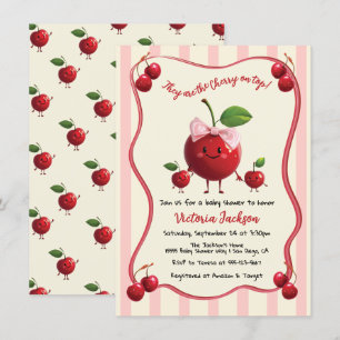 Mummy and twin boys Baby Cherry Baby Shower Invitation