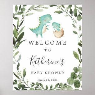 Mummy Baby Dinosaur Baby Shower Welcome Sign