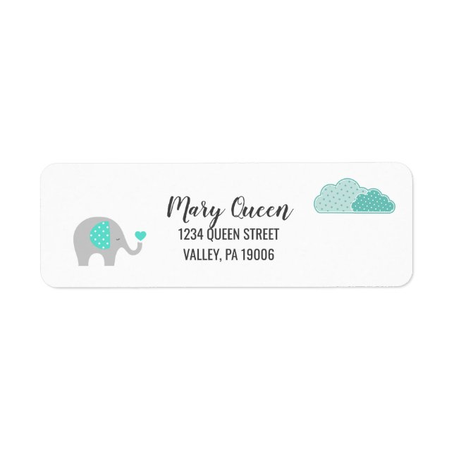 Mummy Baby Elephant with Clouds Return Address (Front)
