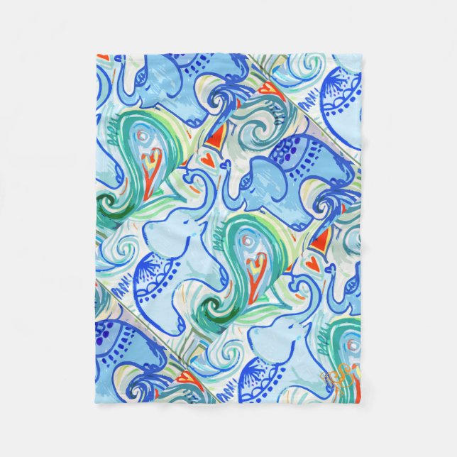 Mummy & Baby Indian Elephant Blanket (Front)