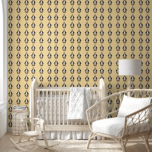 mummy & baby penguins nursery wallpaper