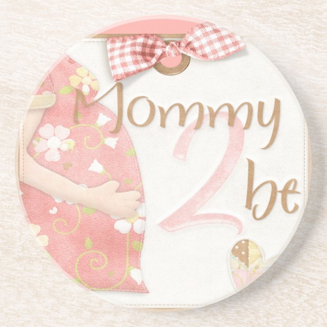 Mummy Baby Shower Glass Coasters (Front)