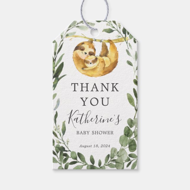 Mummy Baby Sloth Baby Shower Favour Tag (Front)