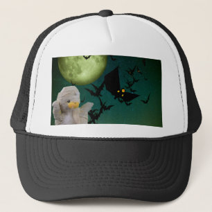 Mummy, Bat & Moon Halloween Trucker Hat