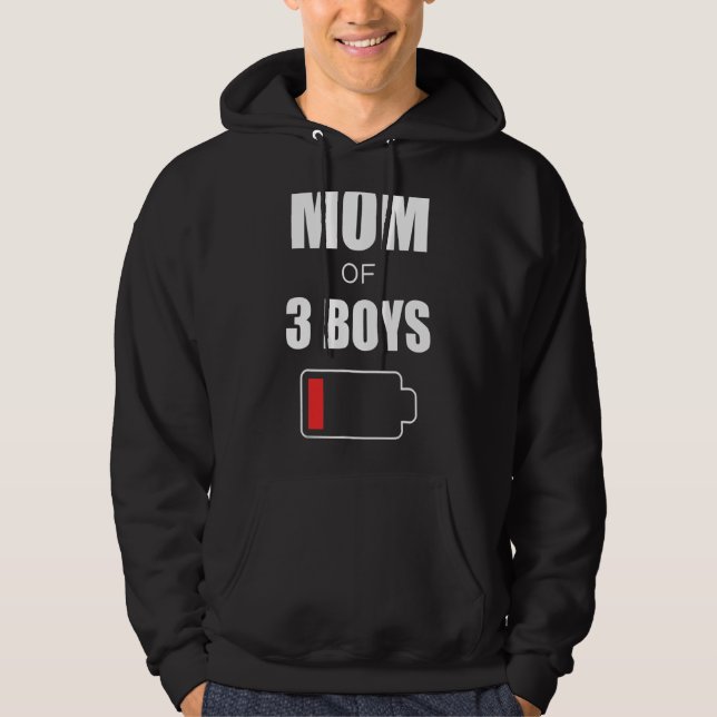 Mummy Battery  Motheru2019s Day Mum Of 3 Boys Hoodie (Front)