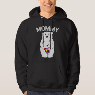 Mummy Bear Autism Awareness Puzzle Heart Family Lo Hoodie