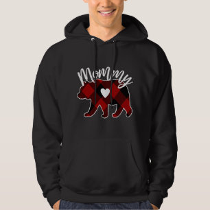 Mummy Bear Christmas Buffalo Plaid Red White And B Hoodie