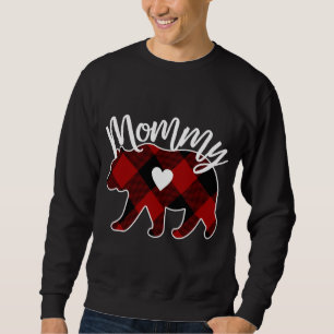 Mummy Bear Christmas Buffalo Plaid Red White And B Sweatshirt