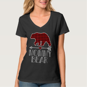 Mummy Bear Christmas Pajama Family Red Plaid Buffa T-Shirt