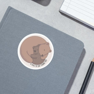 Mummy Bear Hugging Baby Bear Cub Classic Round Sticker